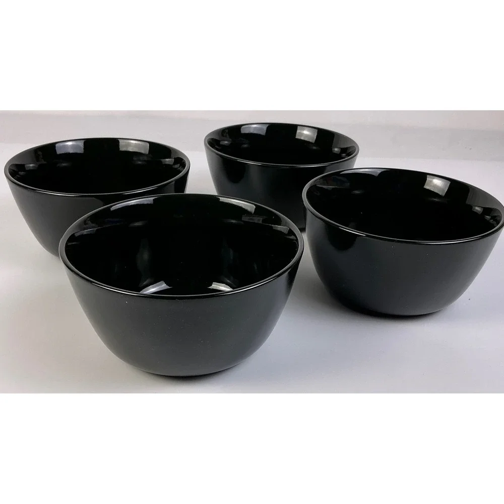 4 Threshold Avesta Stoneware Large Cereal Bowls‎ Black Dishwasher Microwave Safe